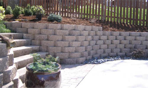retaining wall with steps down